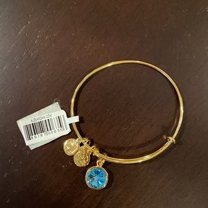 Alex and Ani blue March birthstone gold bracelet